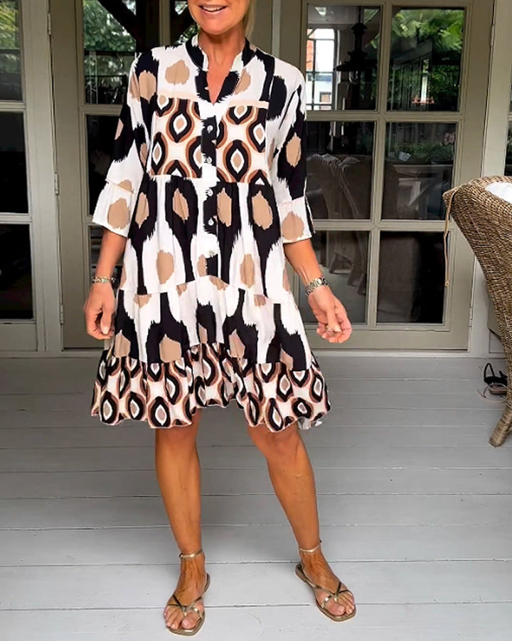 Laura -  Stylish Print Dress with 3/4 sleeves