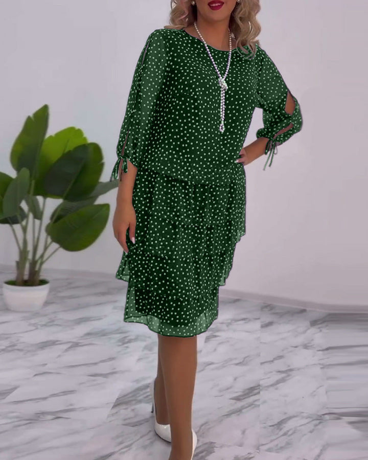Flava™ - Elegant Polka Dot Print Dress