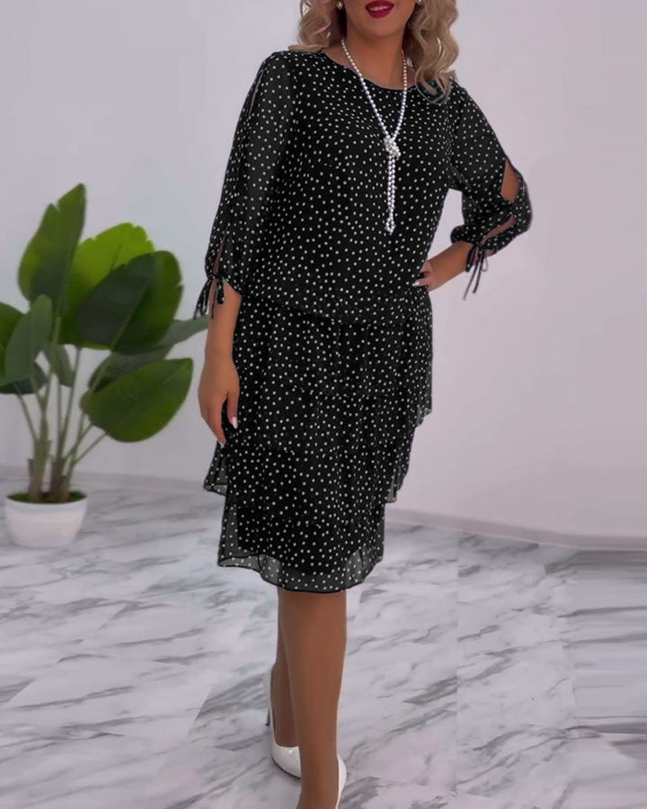 Flava™ - Elegant Polka Dot Print Dress