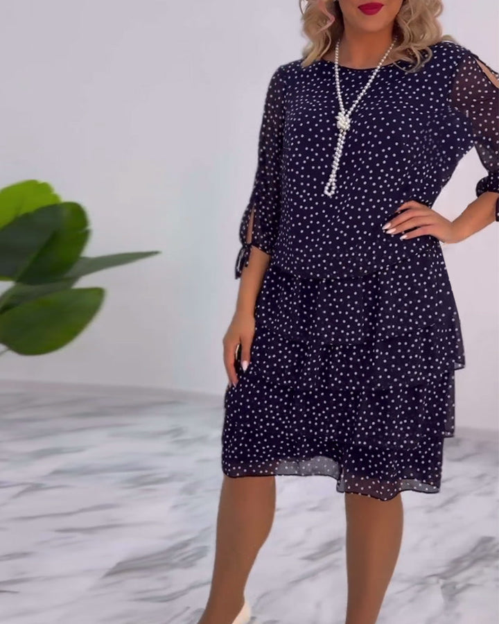 Flava™ - Elegant Polka Dot Print Dress