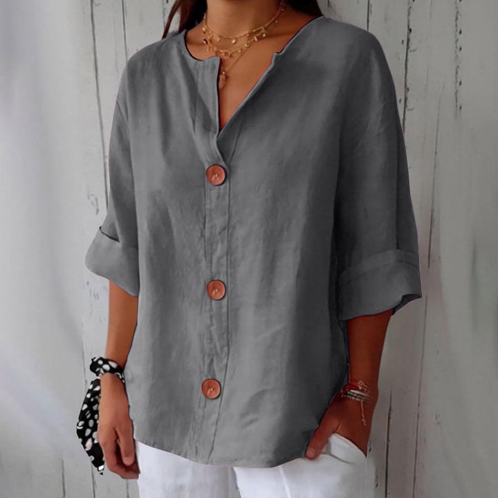 Noora™ | Relaxed Linen Blouse for Timeless Elegance
