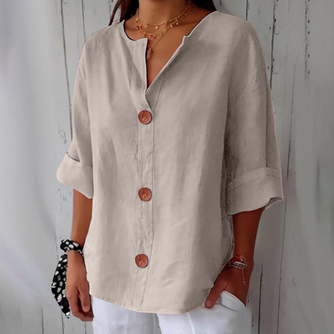 Noora™ | Relaxed Linen Blouse for Timeless Elegance
