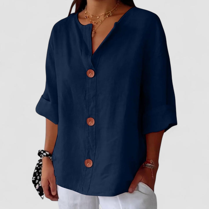 Noora™ | Relaxed Linen Blouse for Timeless Elegance