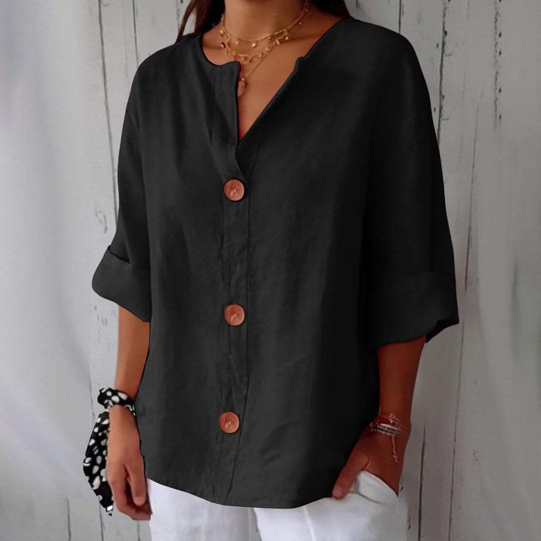 Noora™ | Relaxed Linen Blouse for Timeless Elegance