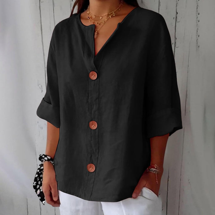 Noora™ | Relaxed Linen Blouse for Timeless Elegance
