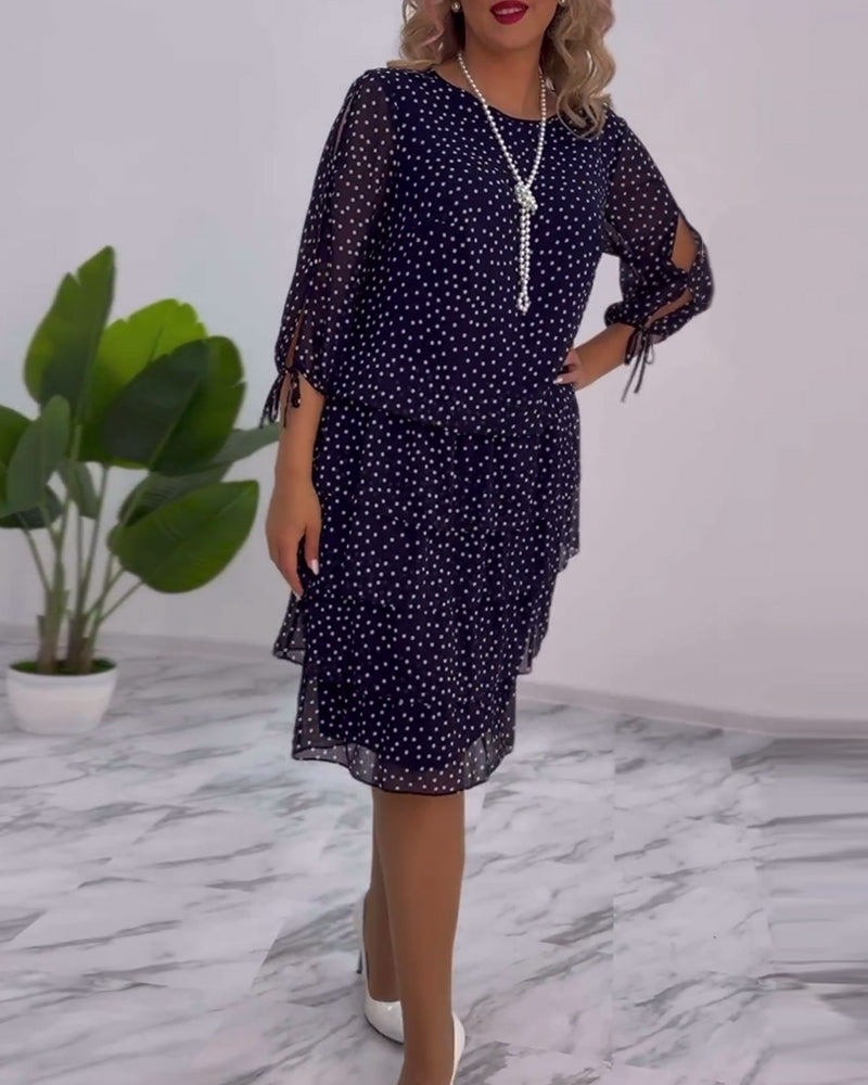 Flava™ - Elegant Polka Dot Print Dress