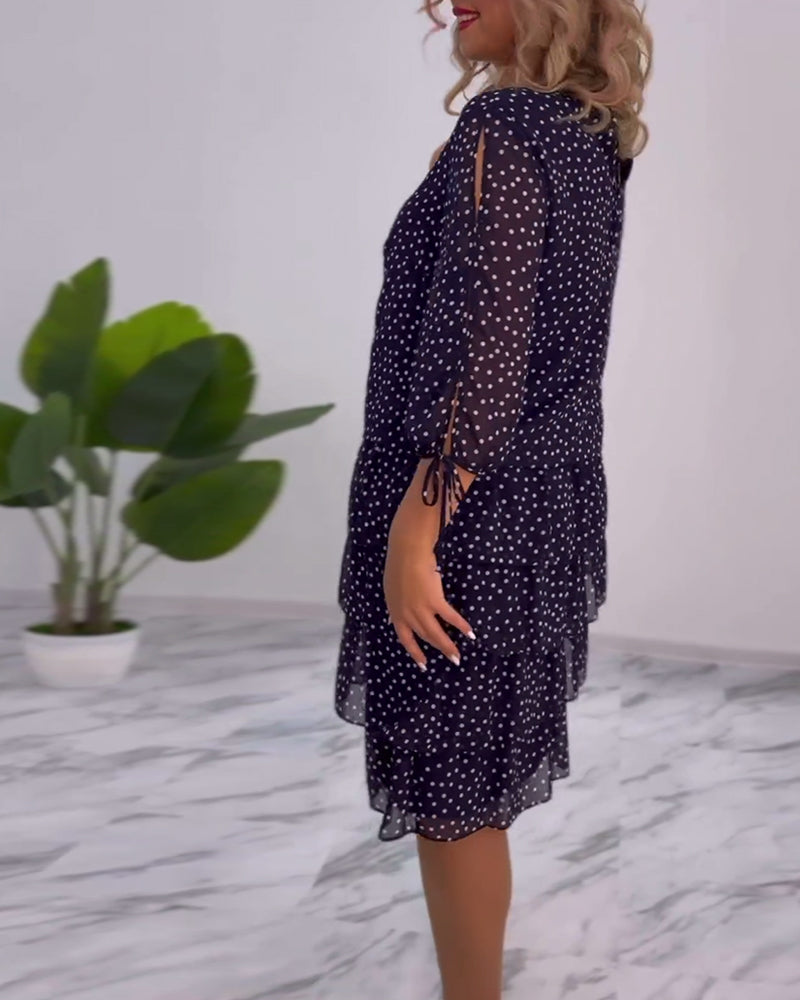 Flava™ - Elegant Polka Dot Print Dress