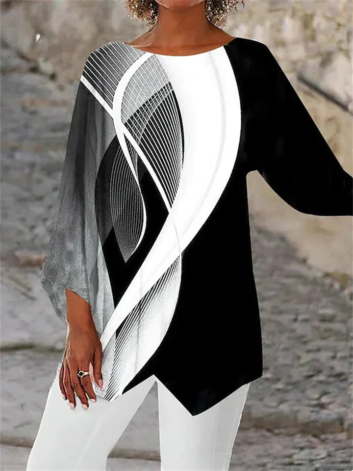 Aiyana | Round Neck And Long Sleeve Printed Shirt