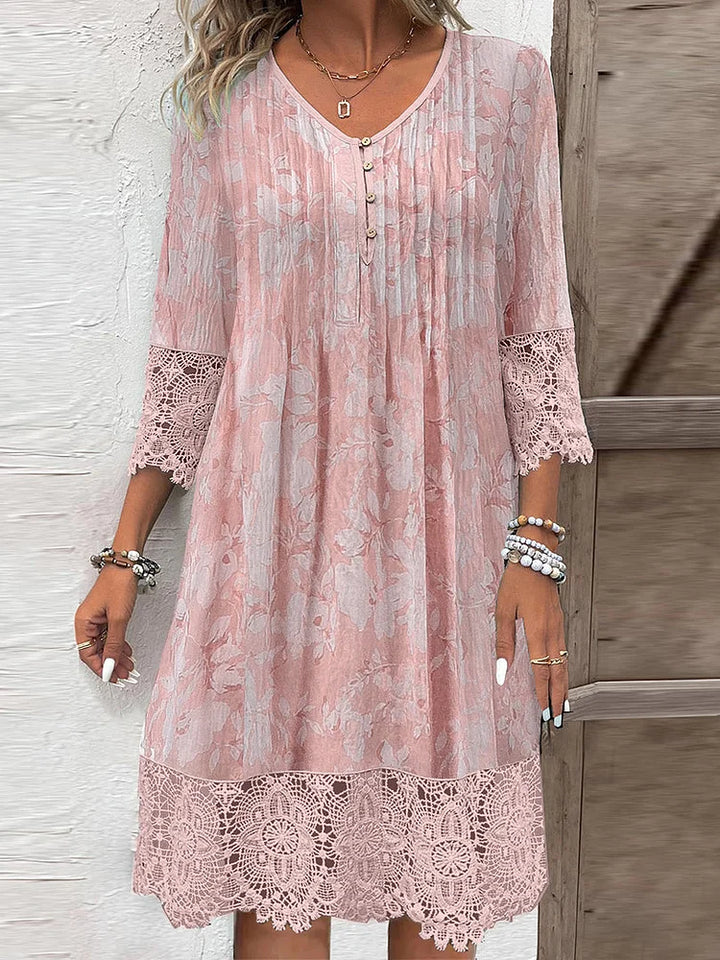 Faye- V-Neck Lace Midi Dress