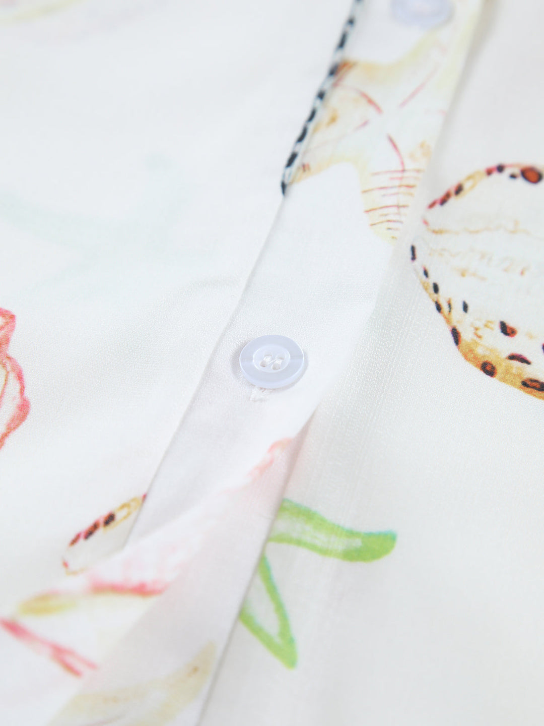 Anna - Marine Life Print Button-Front Belted Long Dress