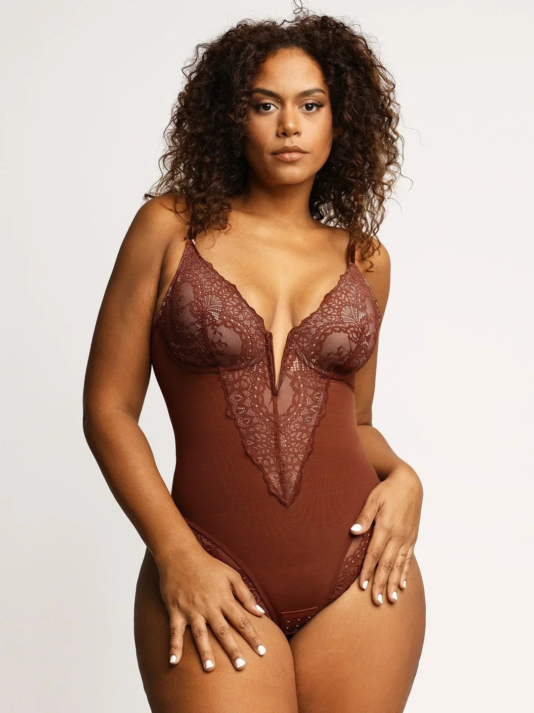 Sarah - Shapewear Bodysuit With Deep V-Neck