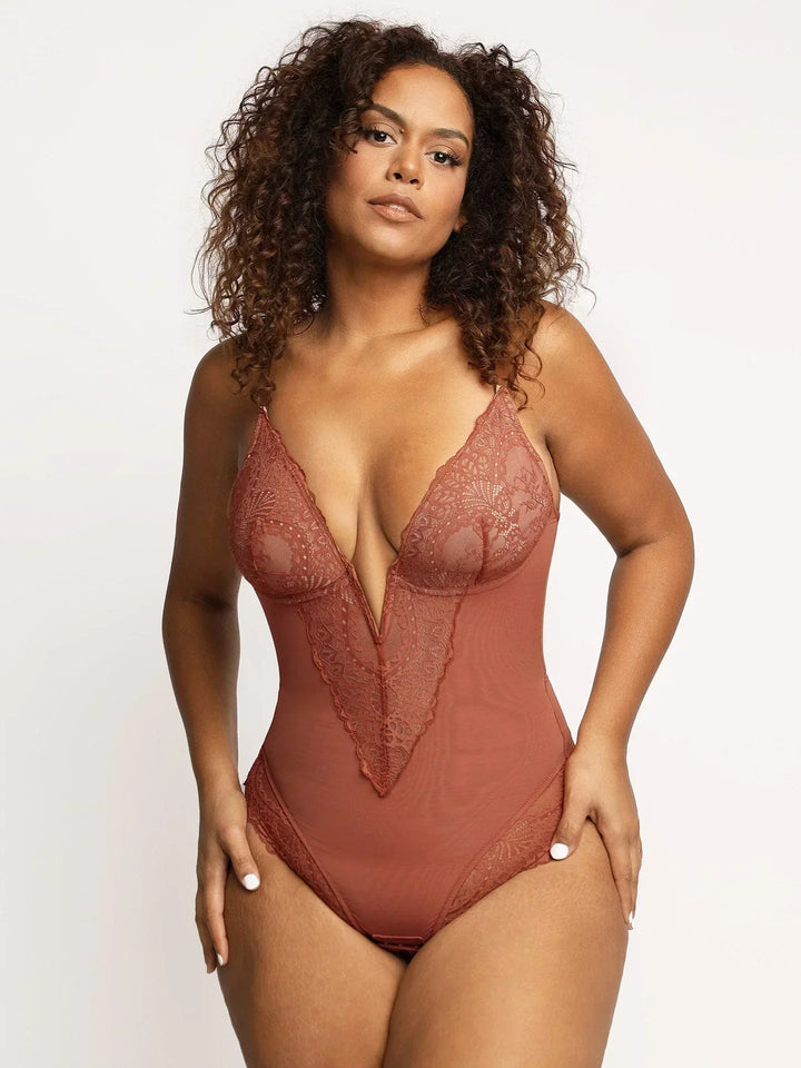 Sarah - Shapewear Bodysuit With Deep V-Neck