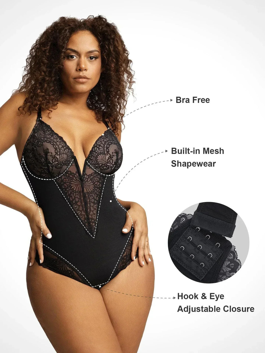 Sarah - Shapewear Bodysuit With Deep V-Neck