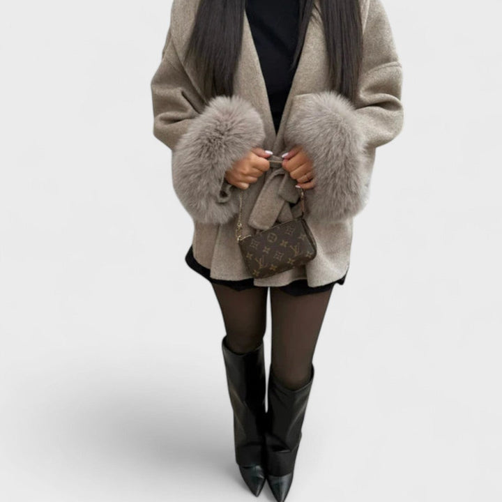 Savora | Elegant Coat with Eco-Friendly Fur Details