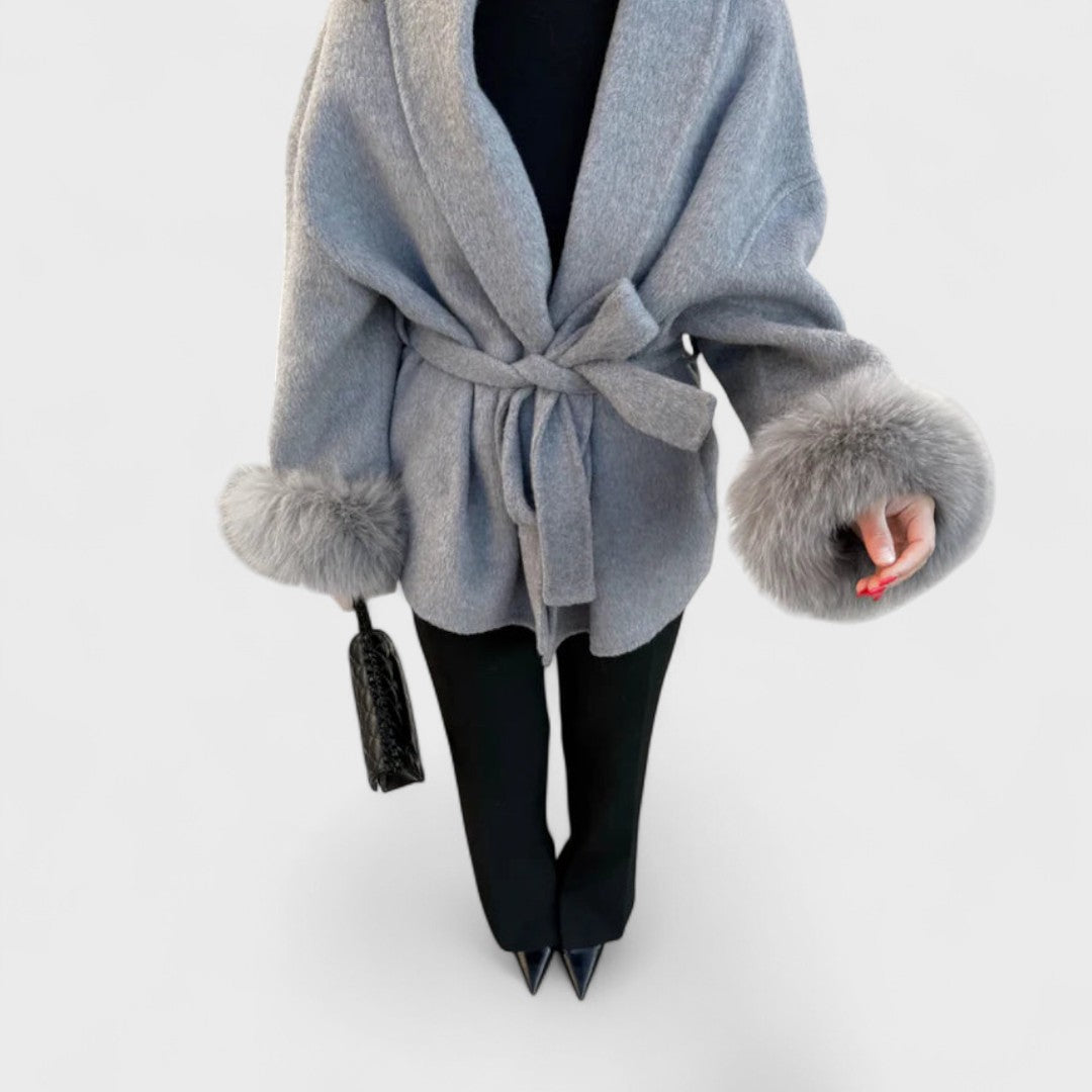 Savora | Elegant Coat with Eco-Friendly Fur Details