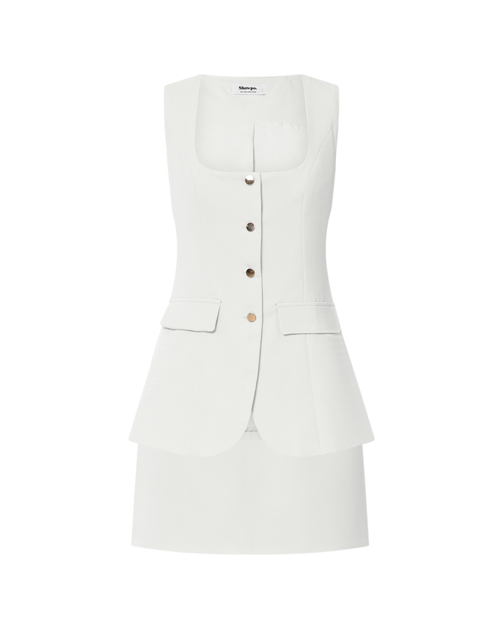 Amelia – White Vest & Skirt Set