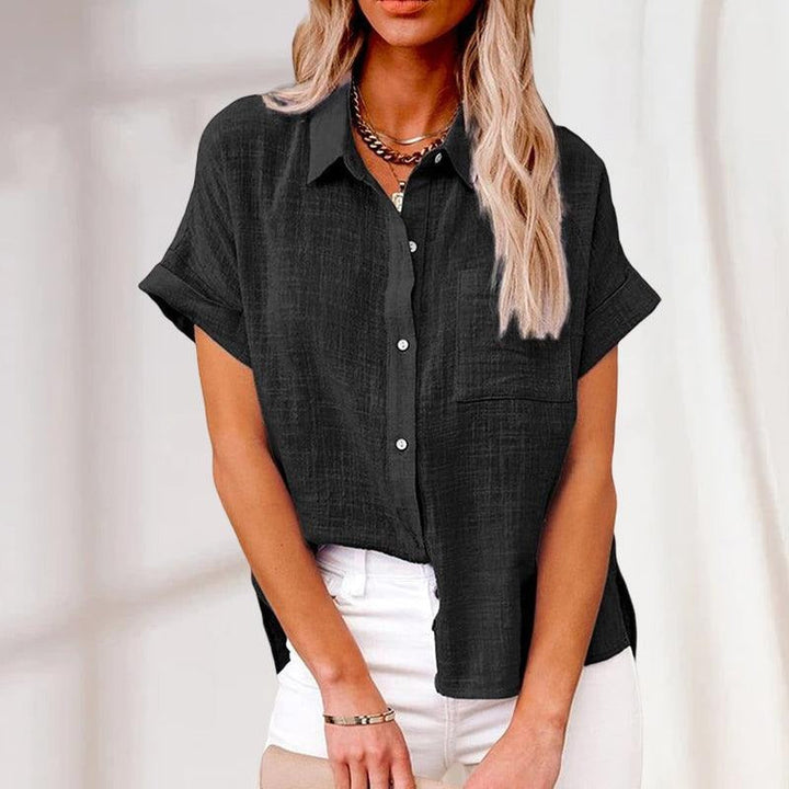 Trendy Button-Up Linen Shirt for Women