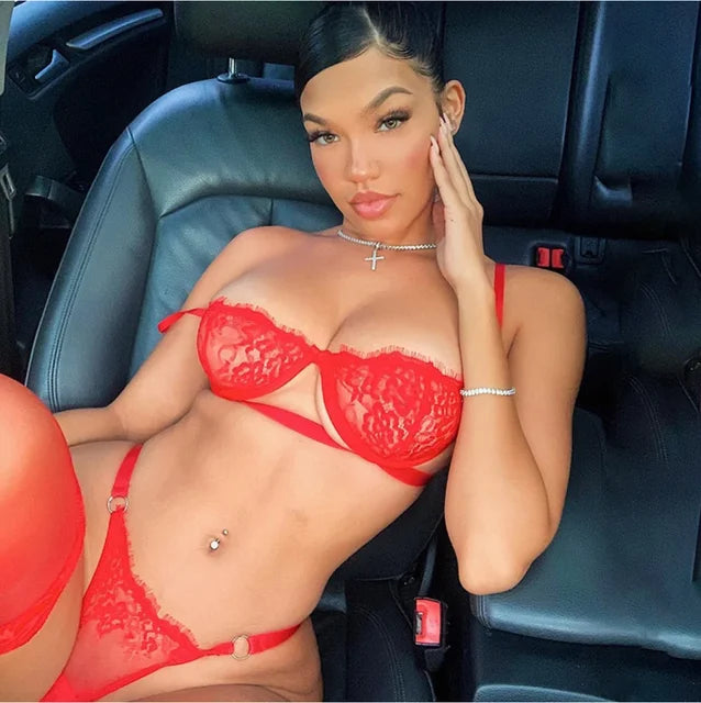 Leila - Seductive Embroidery Two Peice Lingerie