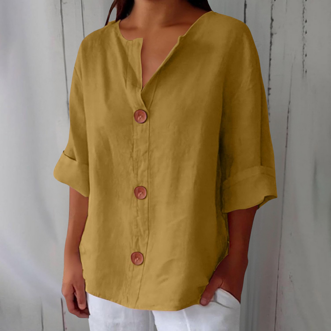 Noora™ | Relaxed Linen Blouse for Timeless Elegance