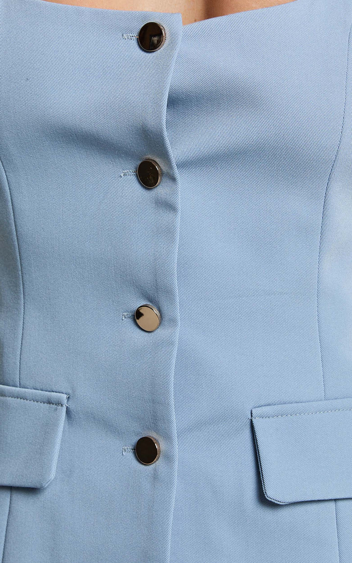 Amelia – Blue Vest & Skirt Set