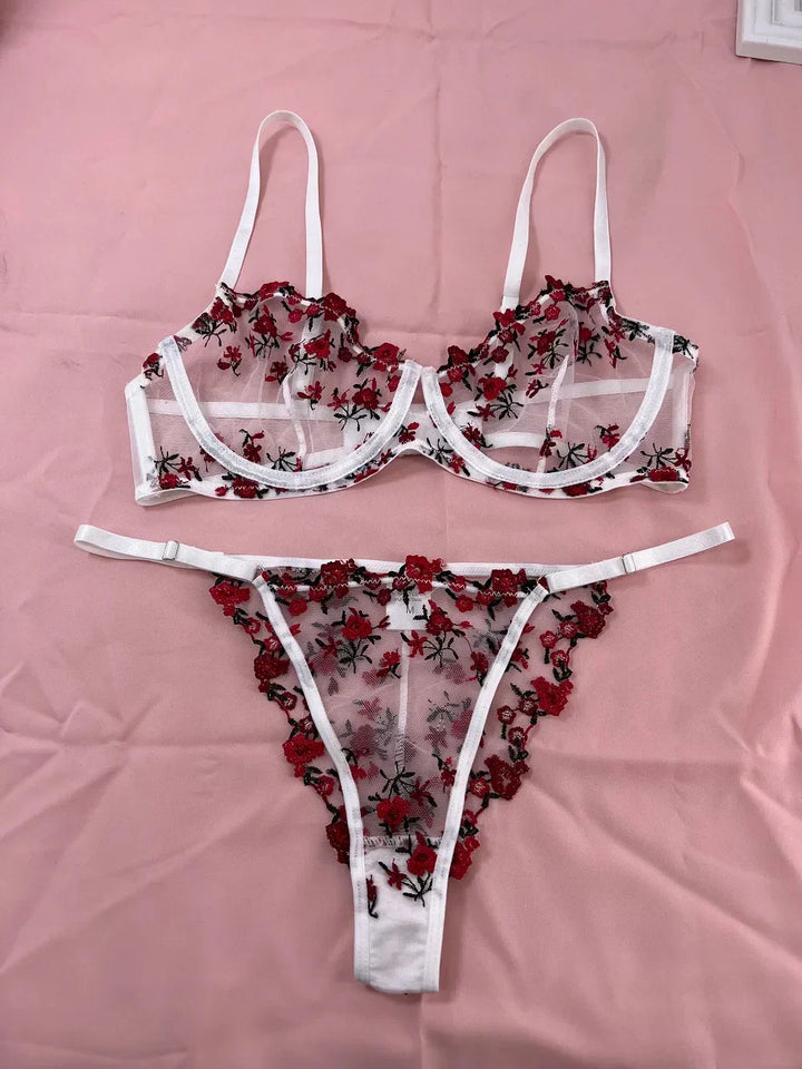 Jannette - Attractive Floral Two Piece Lingerie