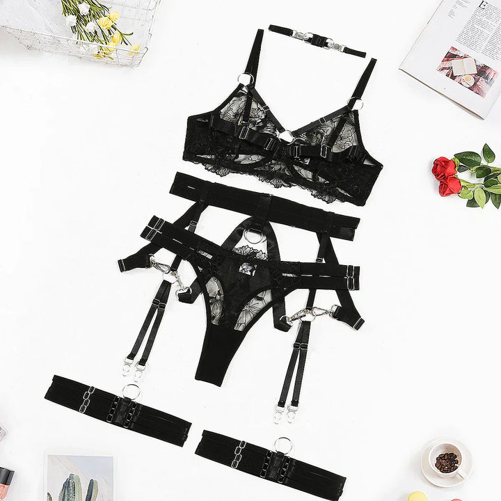 Veena - Sultry Three Piece Strappy Lingerie