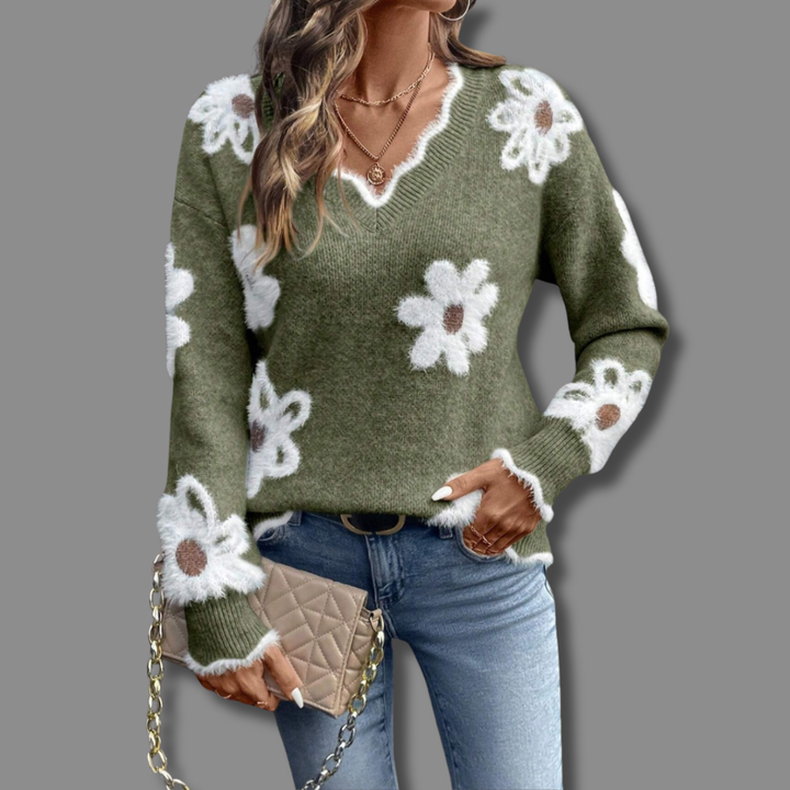 Janice | Soft Floral Knit Sweater