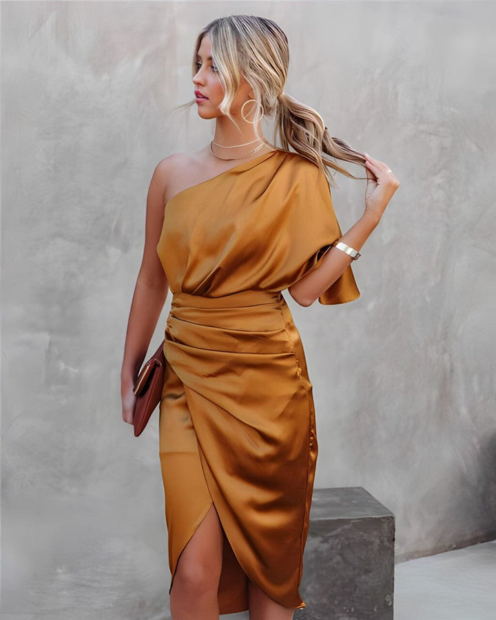 Emma | Elegant Silk Dress with a Slit