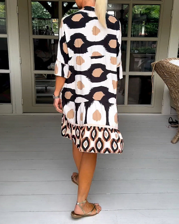Laura -  Stylish Print Dress with 3/4 sleeves