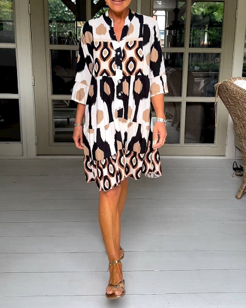 Laura -  Stylish Print Dress with 3/4 sleeves