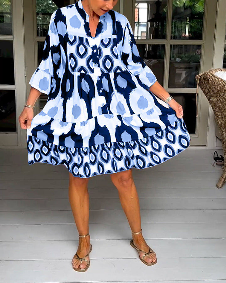 Laura -  Stylish Print Dress with 3/4 sleeves