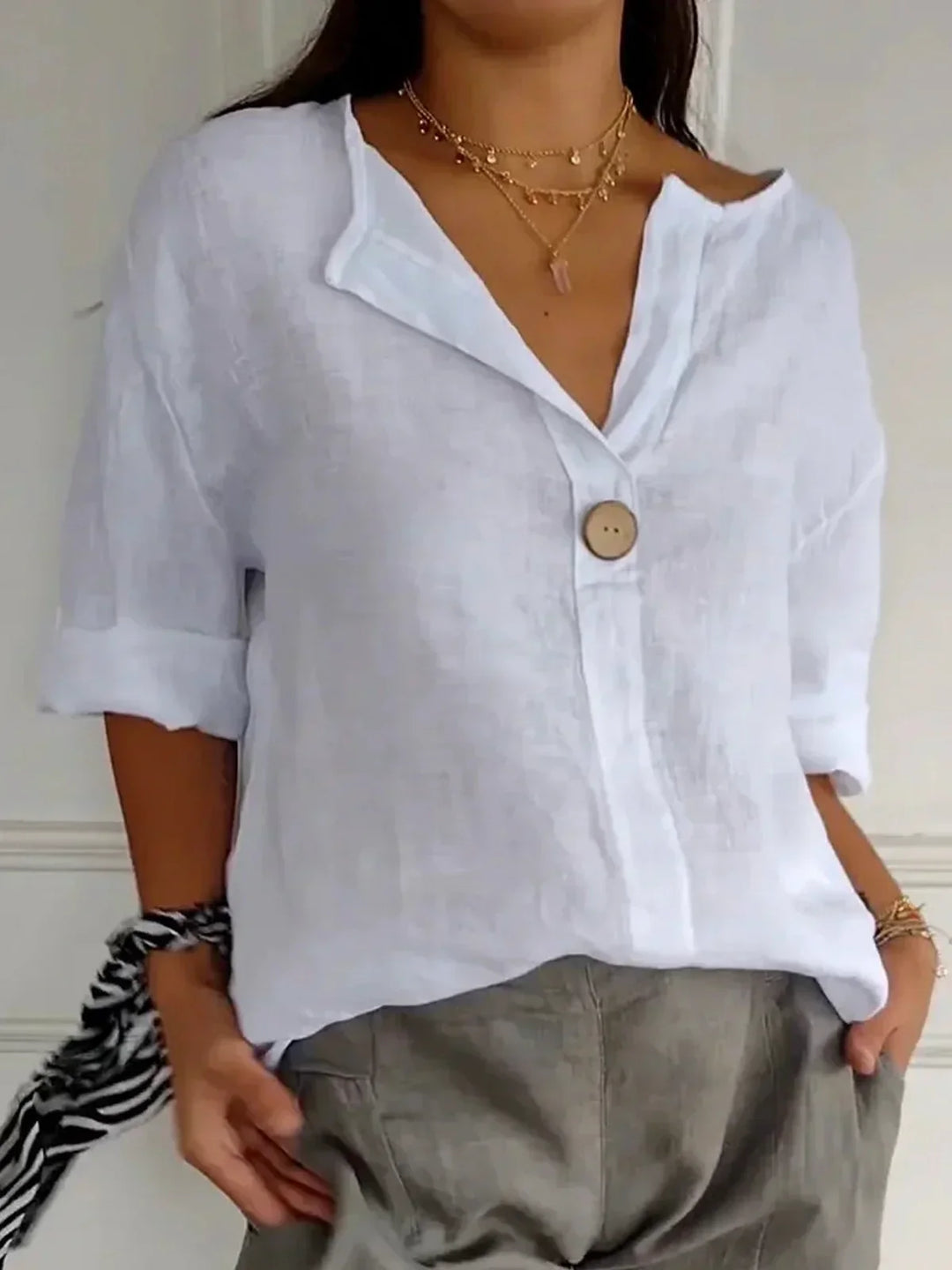 Ambrosia | Cotton V-neck Blouse