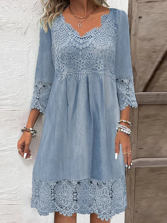 Faye- V-Neck Lace Midi Dress