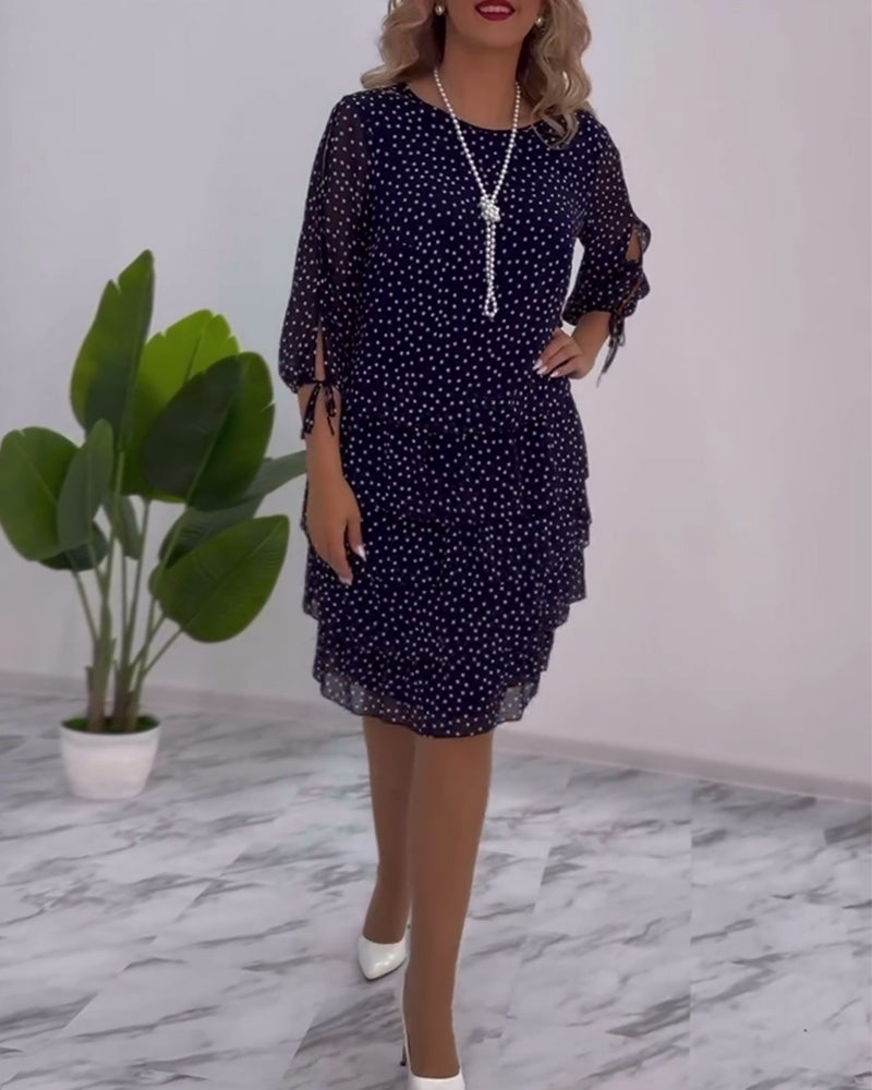 Flava™ - Elegant Polka Dot Print Dress