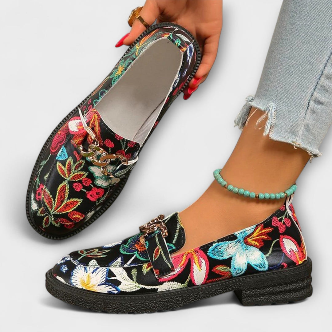 Mila – Floral Patterned Multicolored Loafers
