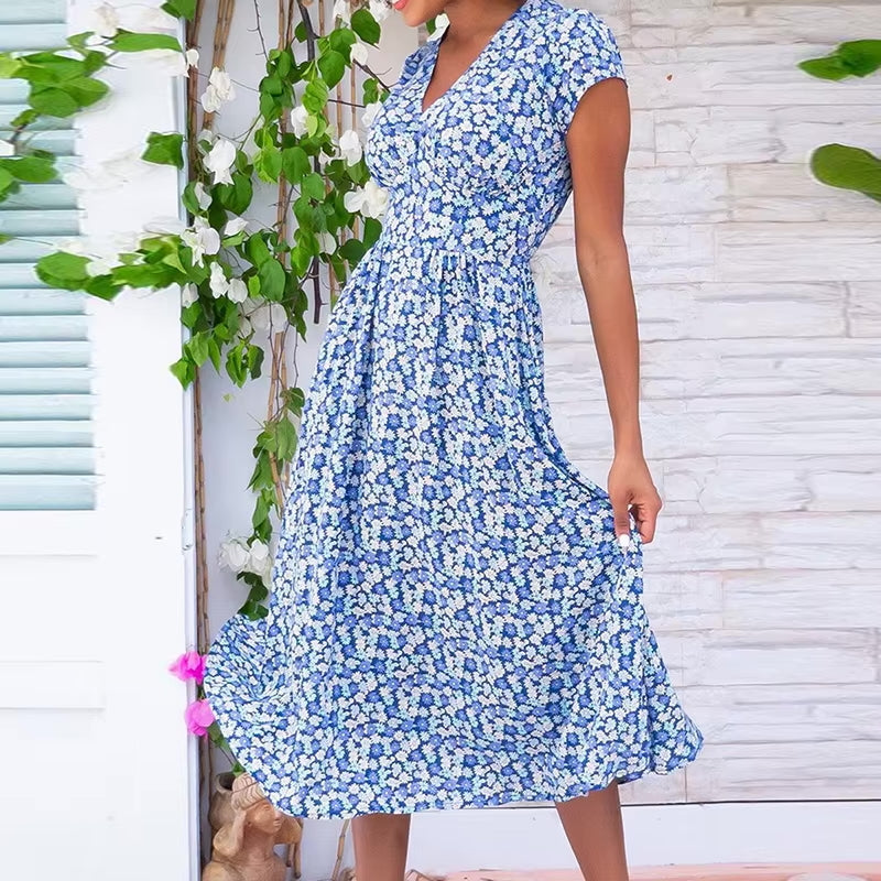 Ava - Floral Midi Summer Dress